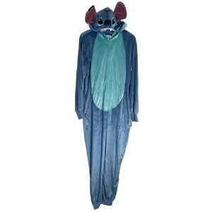 Disney Stitch Hooded One Piece Full Zip Pajama‎ Costume Unisex PJ Size S/M